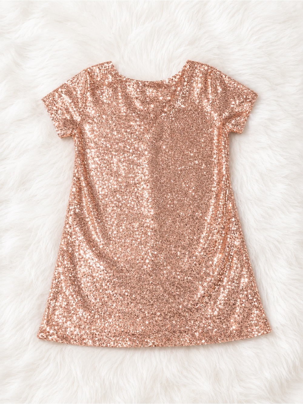 Lulus XL Rose Gold Sequin Shift Dress Glam Party Cocktail - Picture 3 of 4